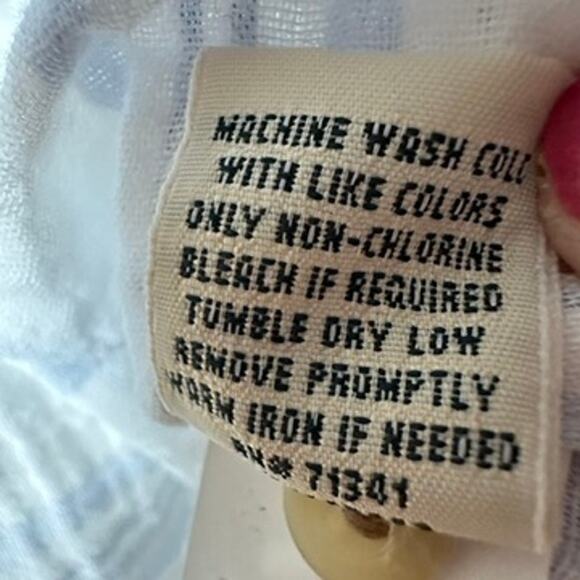 LL Bean Seersucker Shirt Womens SMALL Sleeveless Top Preppy Summer Casual Stripe - Picture 8 of 11